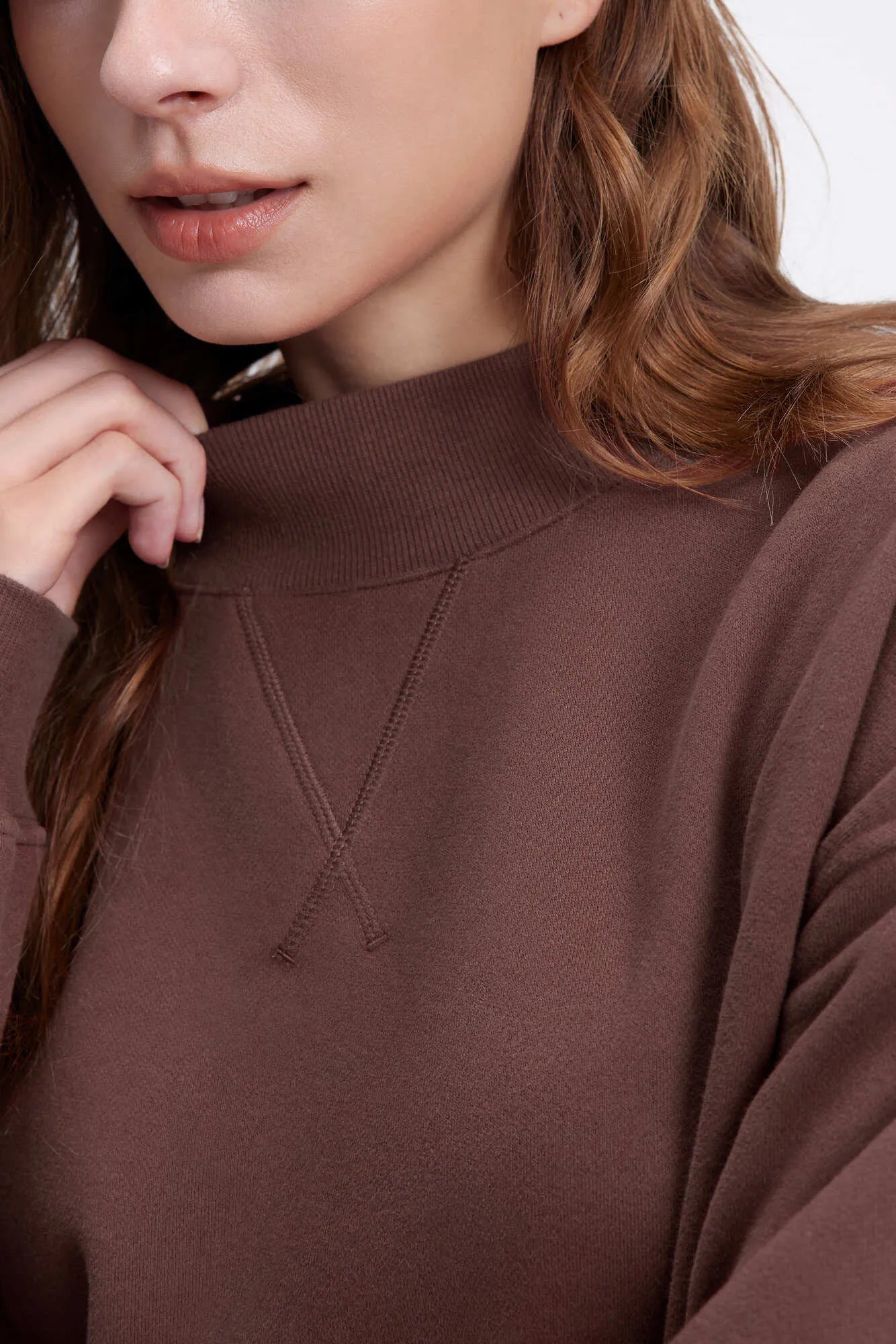 Mock Neck Oversized Sweatshirts-SUUKSESS-SUUKSESS