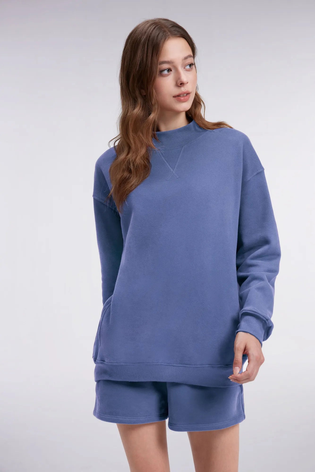 Mock Neck Oversized Sweatshirts-SUUKSESS-SUUKSESS