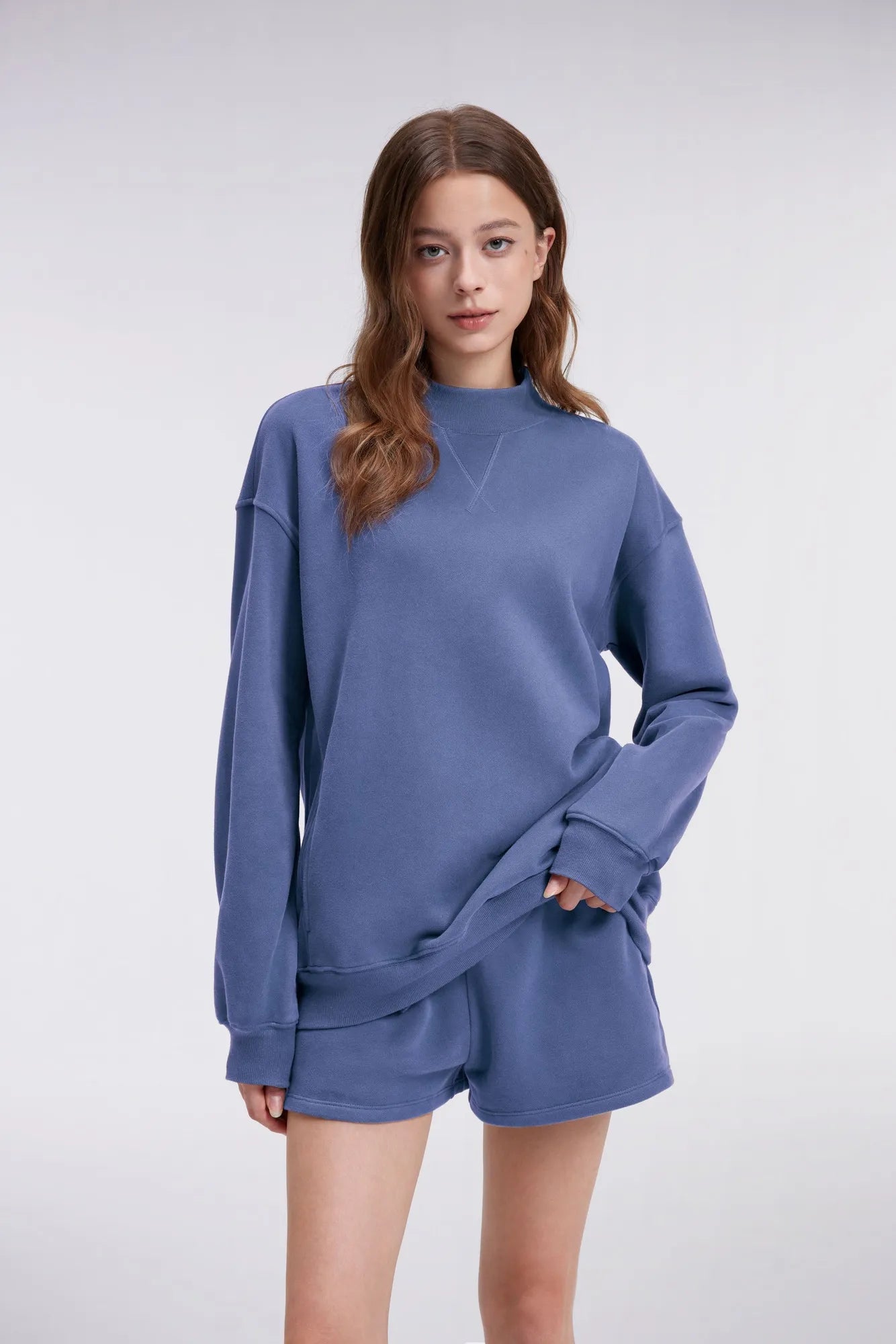 Mock Neck Oversized Sweatshirts-SUUKSESS-SUUKSESS