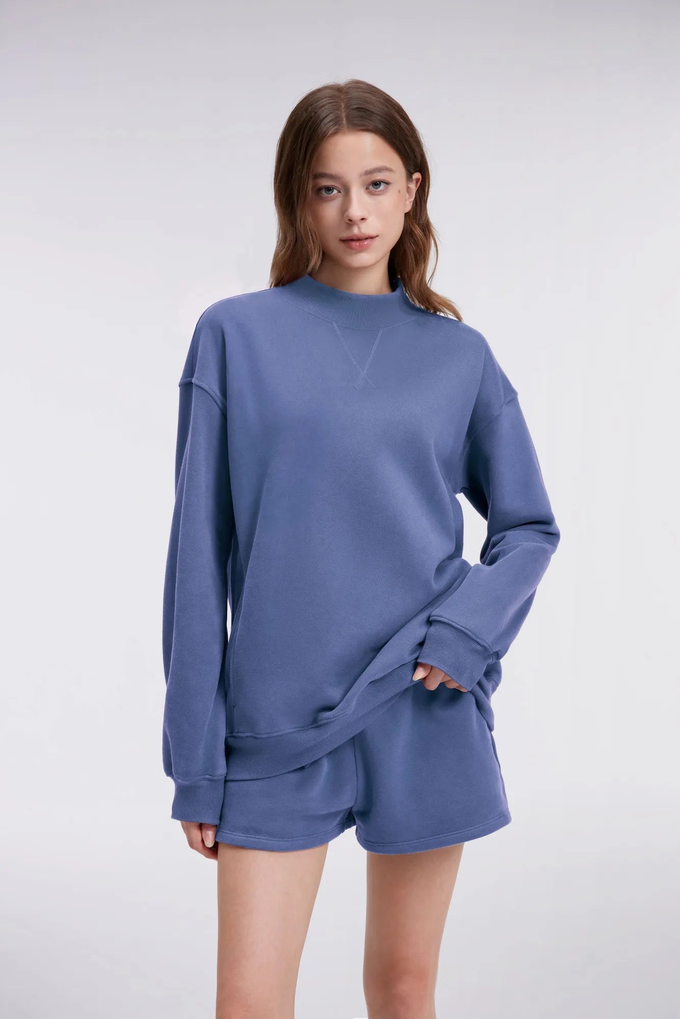 Mock Neck Oversized Sweatshirts-SUUKSESS-SUUKSESS