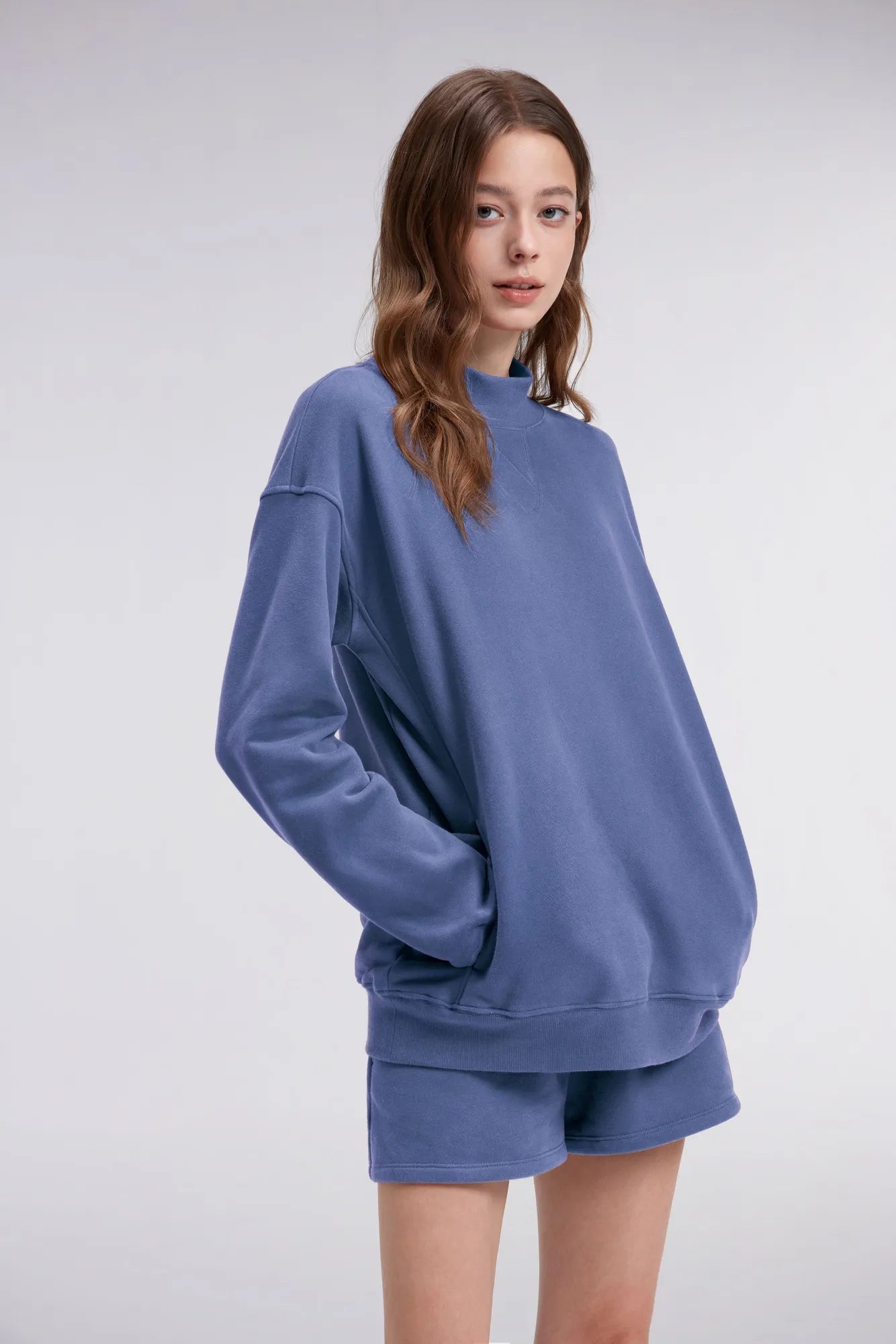 Mock Neck Oversized Sweatshirts-SUUKSESS-SUUKSESS
