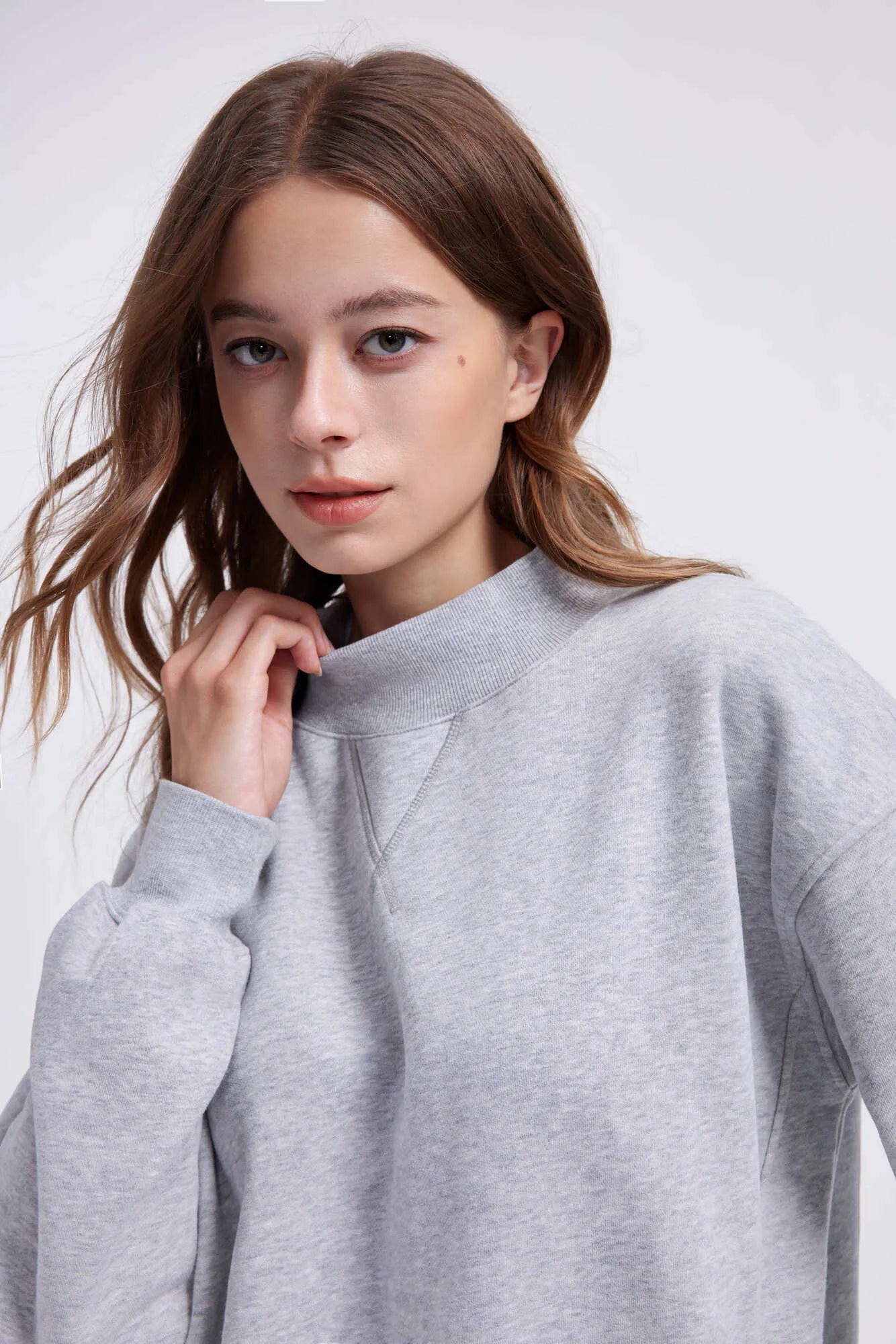 Mock Neck Oversized Sweatshirts-SUUKSESS-SUUKSESS