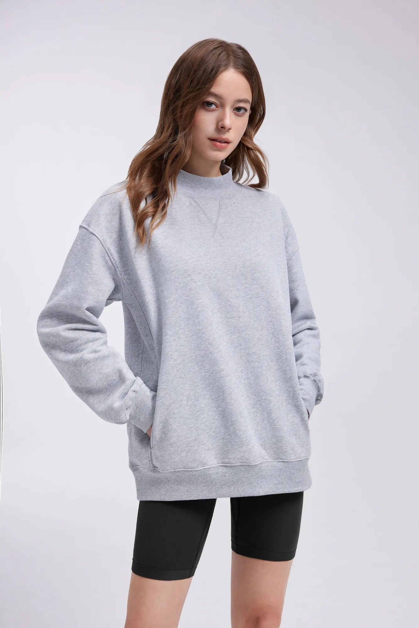 Mock Neck Oversized Sweatshirts-SUUKSESS-SUUKSESS