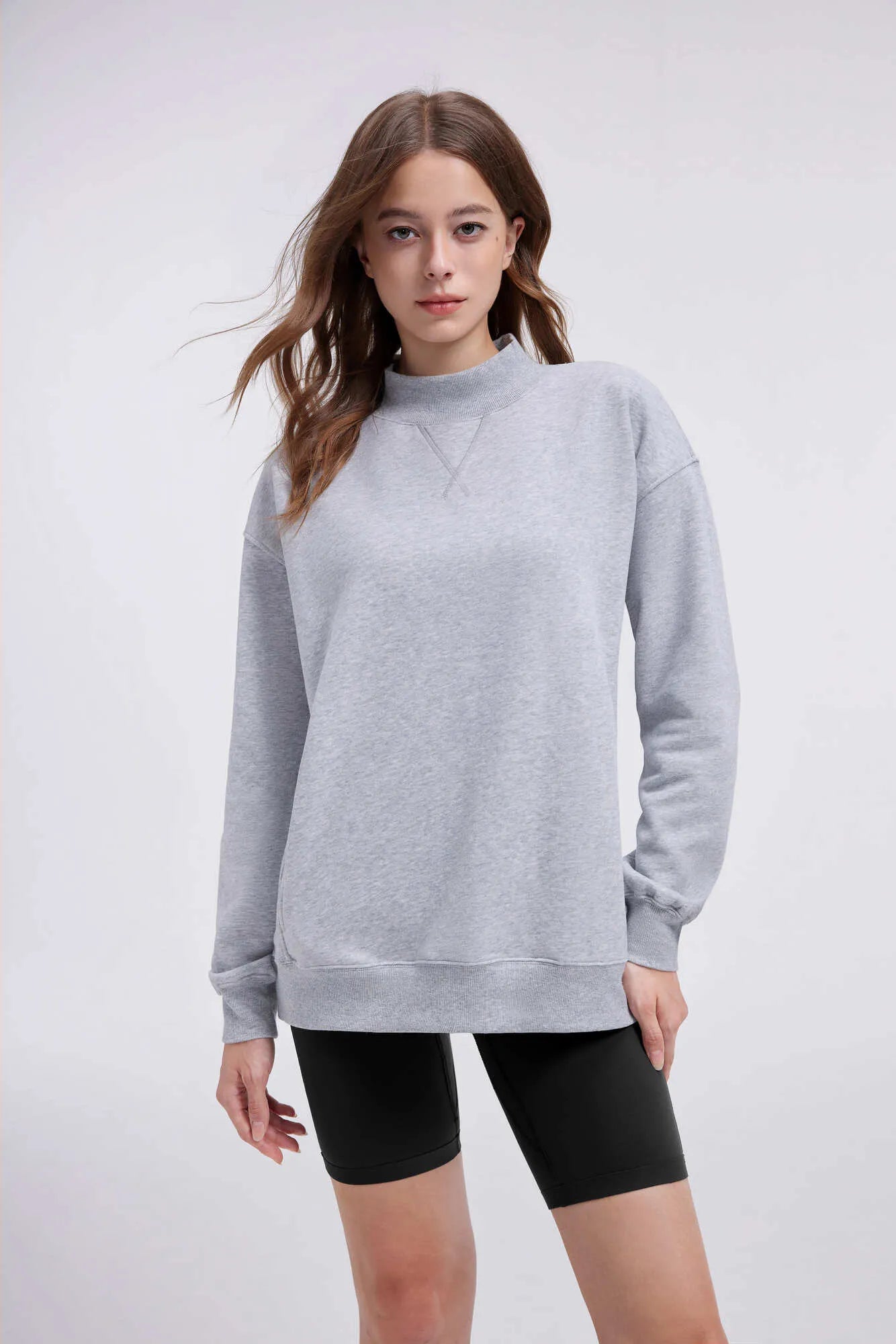 Mock Neck Oversized Sweatshirts-SUUKSESS-SUUKSESS