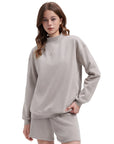Mock Neck Oversized Sweatshirts-SUUKSESS-Taupe-XS-SUUKSESS
