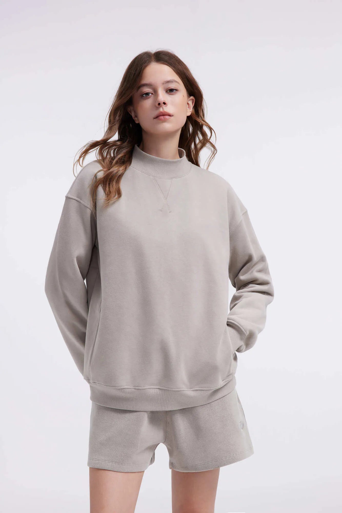 Mock Neck Oversized Sweatshirts-SUUKSESS-SUUKSESS