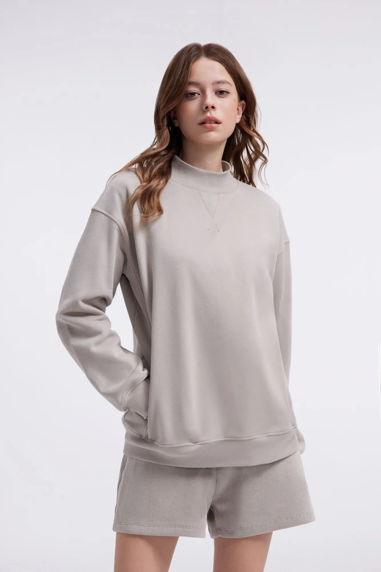 Mock Neck Oversized Sweatshirts-SUUKSESS-SUUKSESS