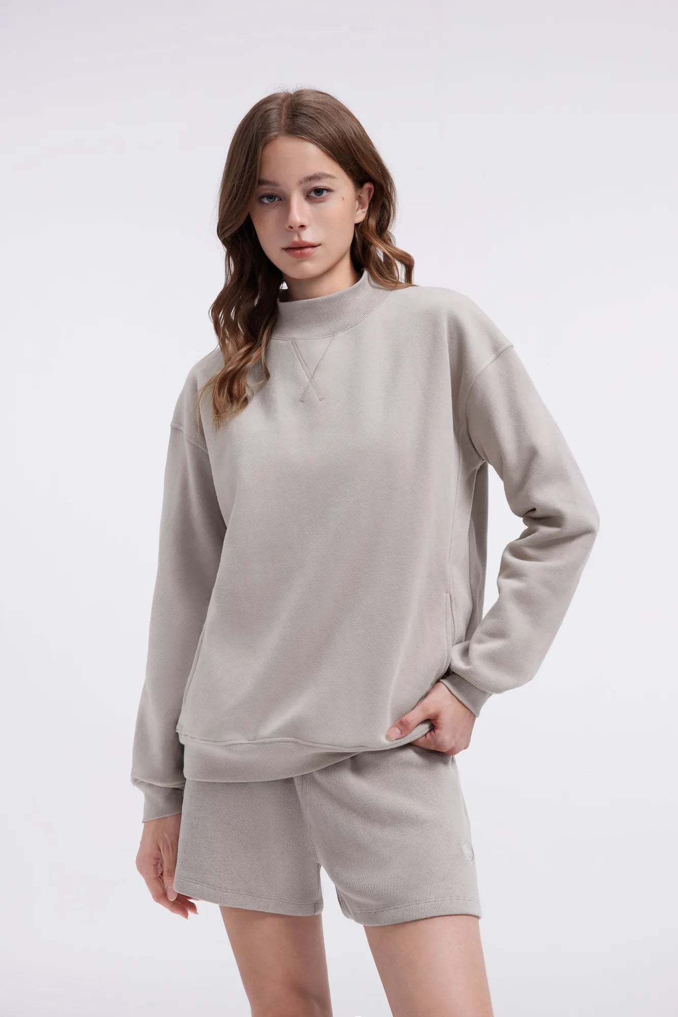 Mock Neck Oversized Sweatshirts-SUUKSESS-SUUKSESS