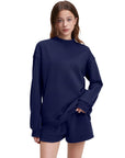 Mock Neck Oversized Sweatshirts-SUUKSESS-Navy Blue-XS-SUUKSESS
