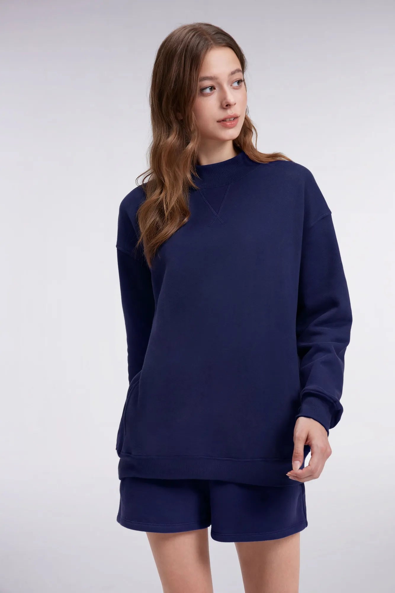 Mock Neck Oversized Sweatshirts-SUUKSESS-SUUKSESS