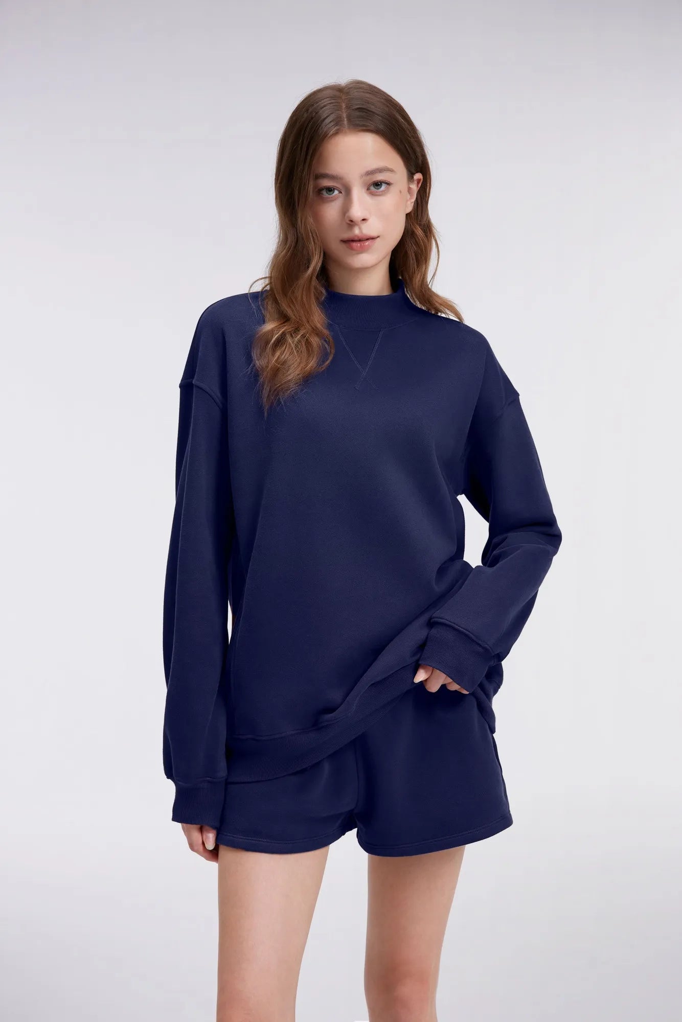 Mock Neck Oversized Sweatshirts-SUUKSESS-SUUKSESS