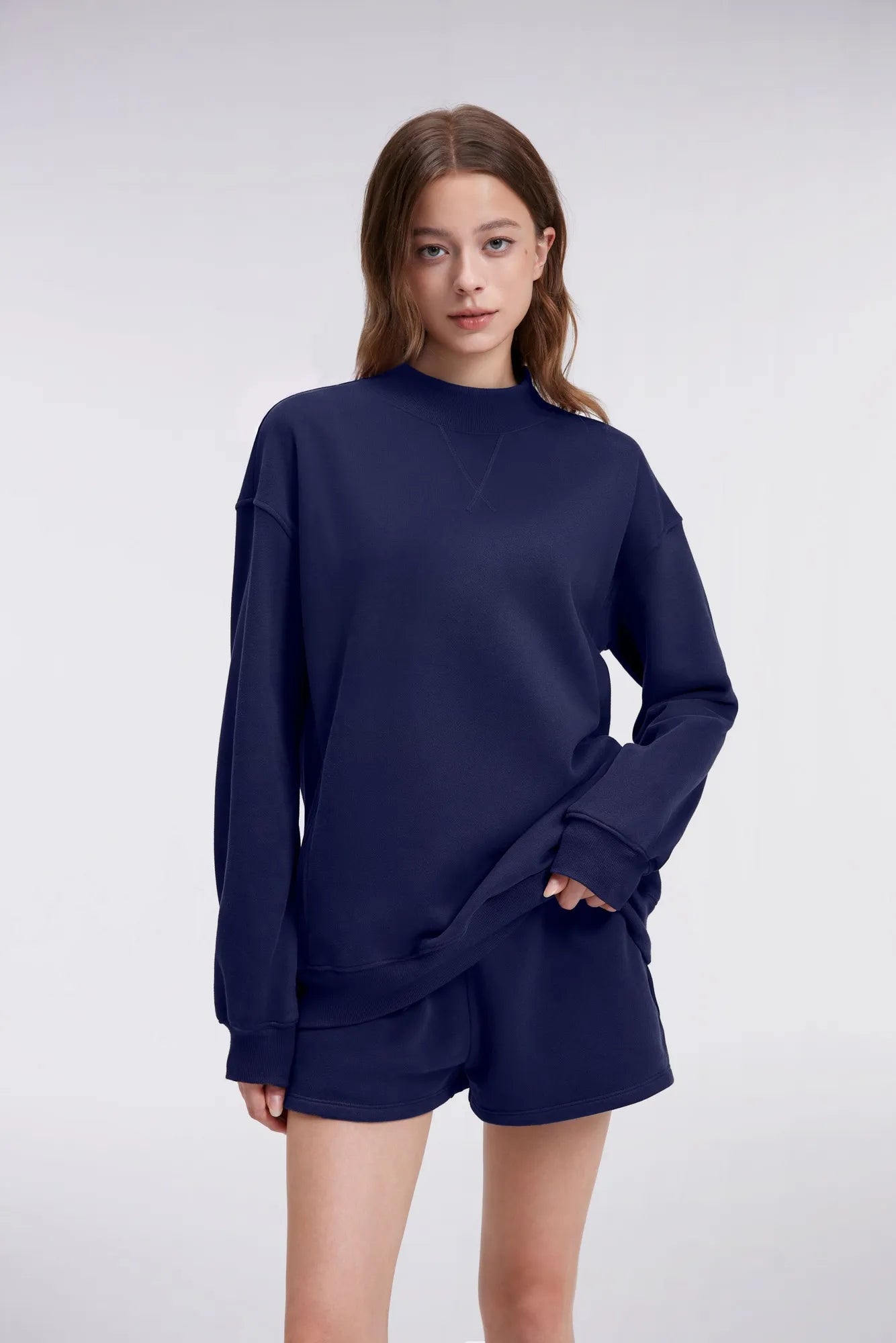 Mock Neck Oversized Sweatshirts-SUUKSESS-SUUKSESS