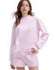 Mock Neck Oversized Sweatshirts-SUUKSESS-Powder Pink-XS-SUUKSESS