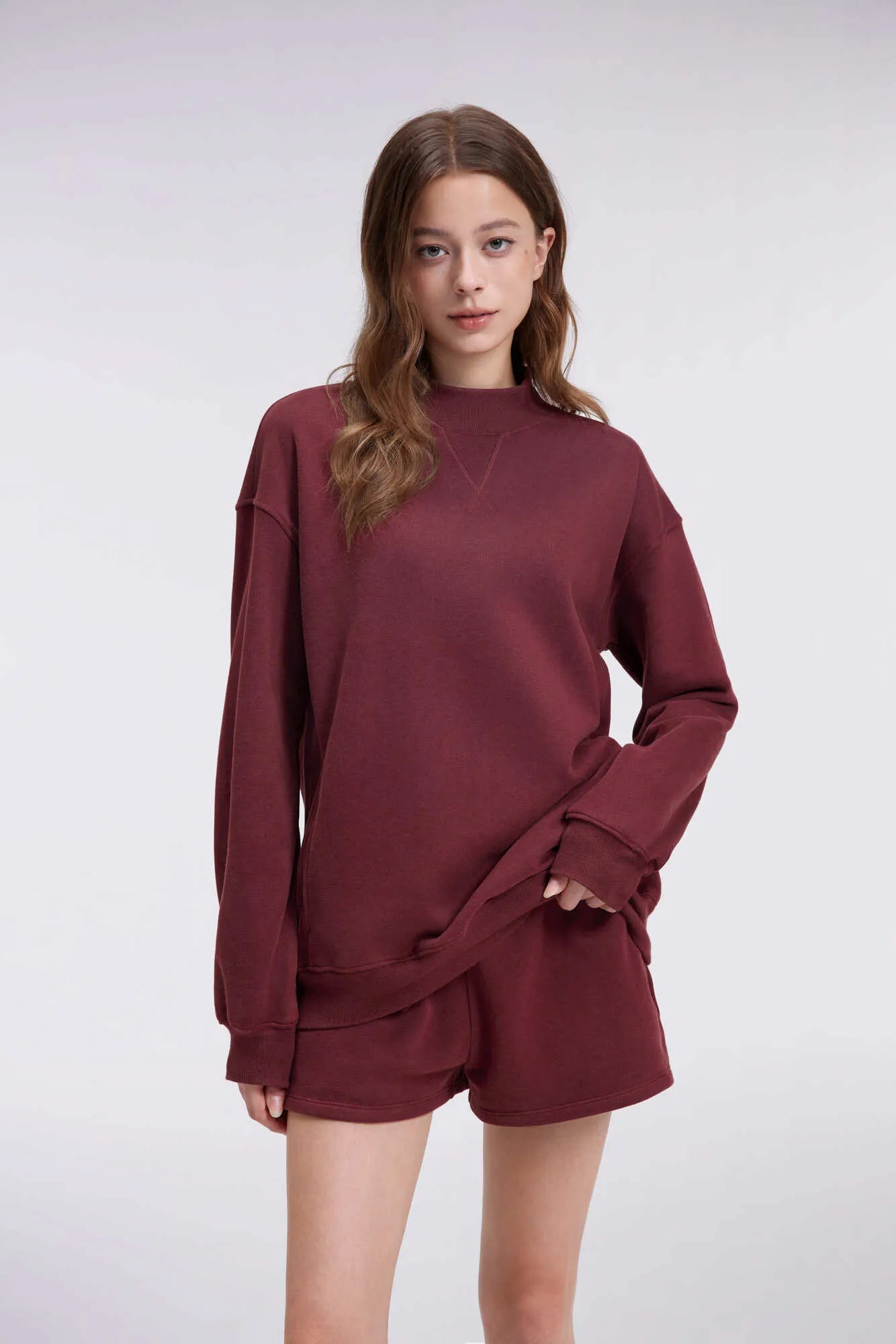 Mock Neck Oversized Sweatshirts-SUUKSESS-SUUKSESS
