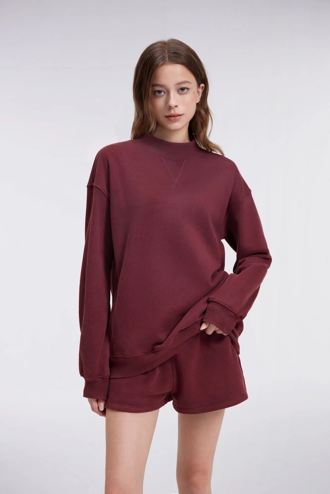 Mock Neck Oversized Sweatshirts-SUUKSESS-SUUKSESS