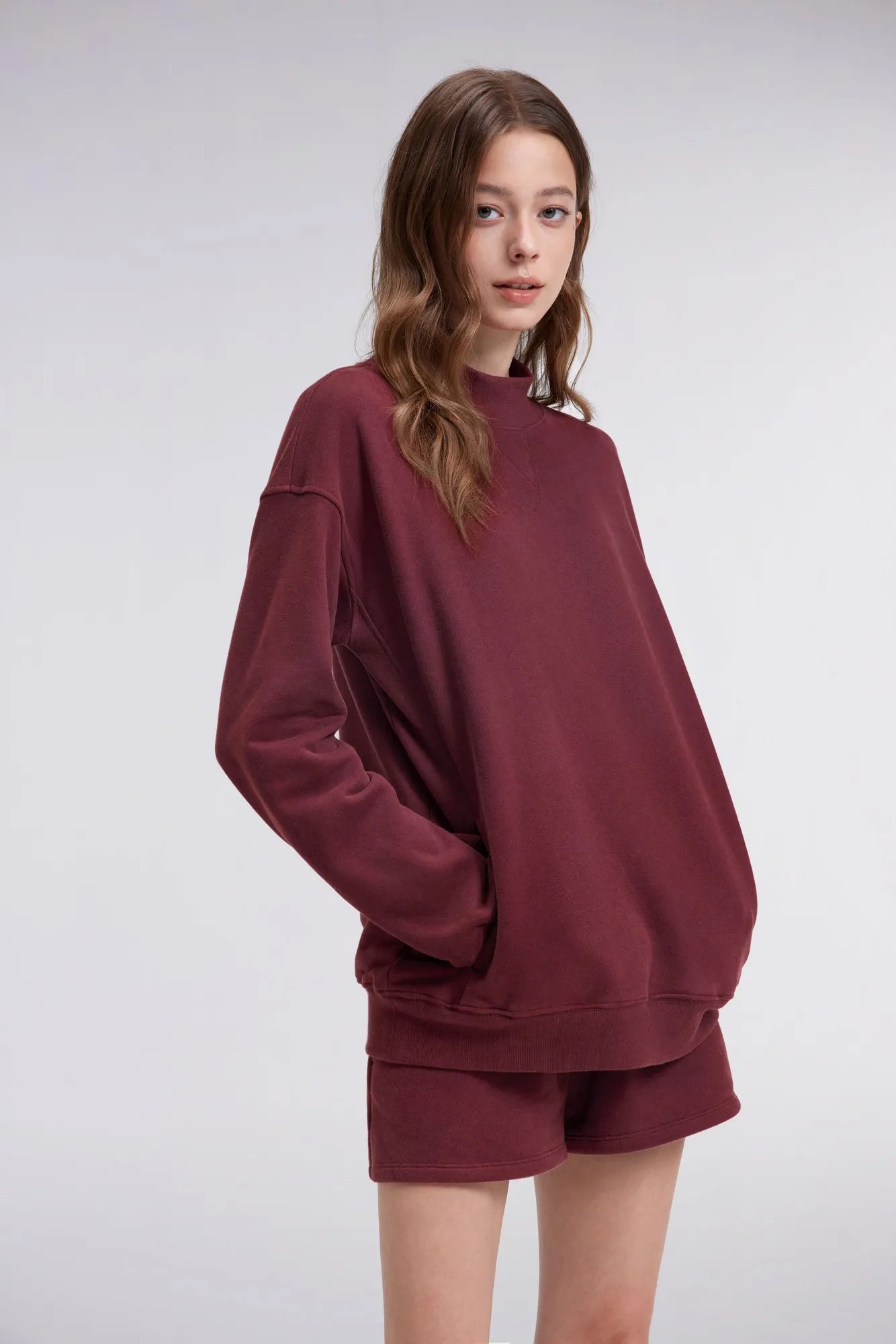 Mock Neck Oversized Sweatshirts-SUUKSESS-SUUKSESS