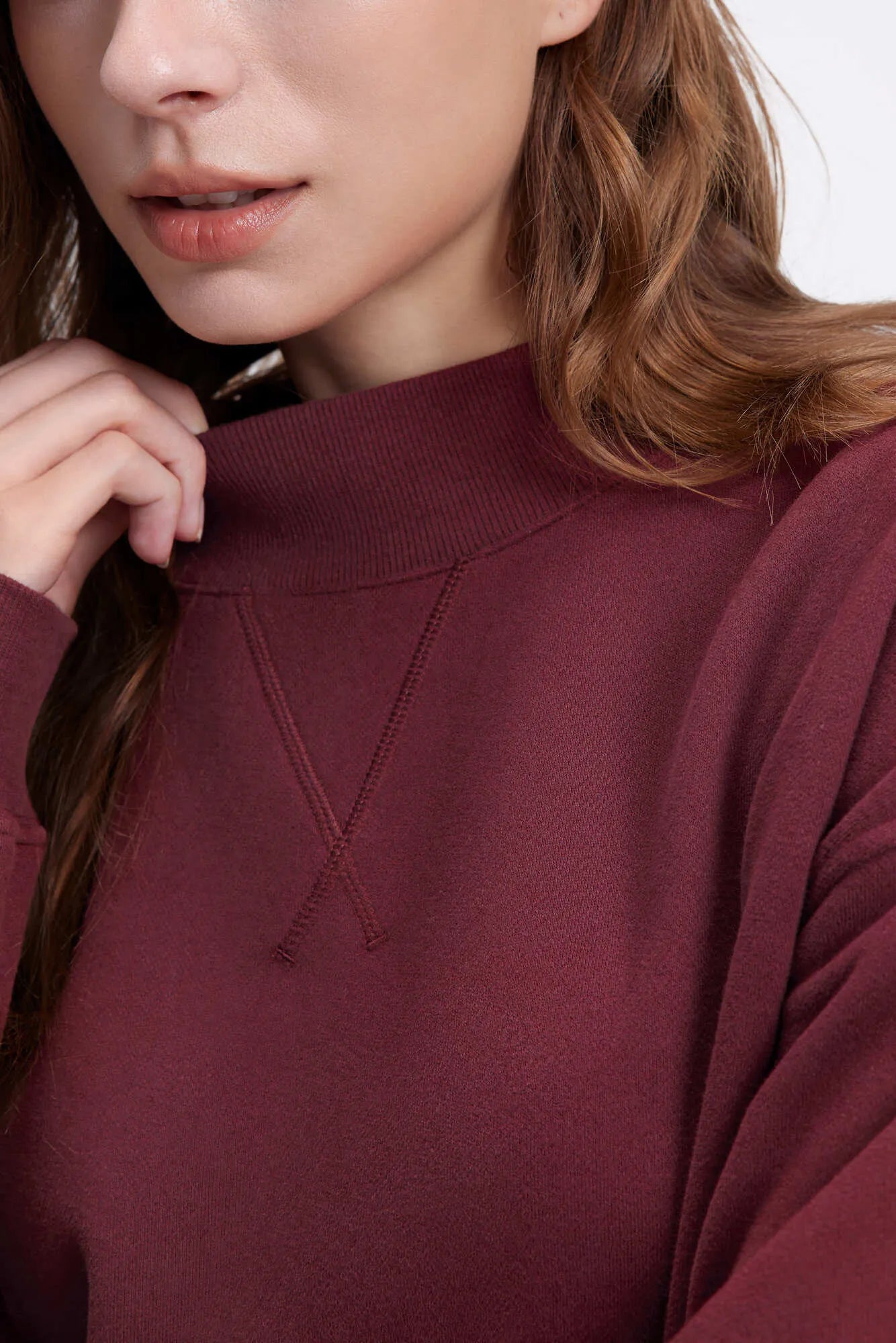 Mock Neck Oversized Sweatshirts-SUUKSESS-SUUKSESS