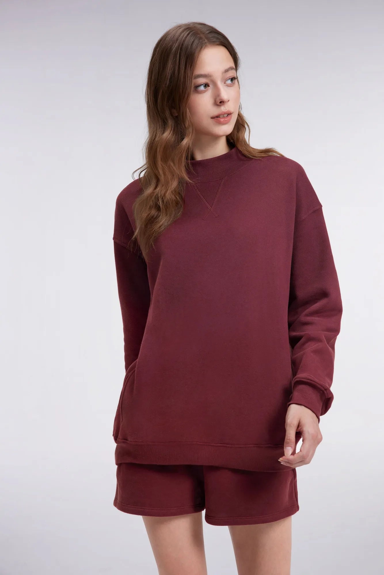 Mock Neck Oversized Sweatshirts-SUUKSESS-SUUKSESS