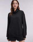 Mock Neck Sweatshirt Fleece-SUUKSESS-Black-XS-SUUKSESS