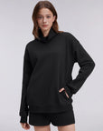 Mock Neck Sweatshirt Fleece-SUUKSESS-SUUKSESS
