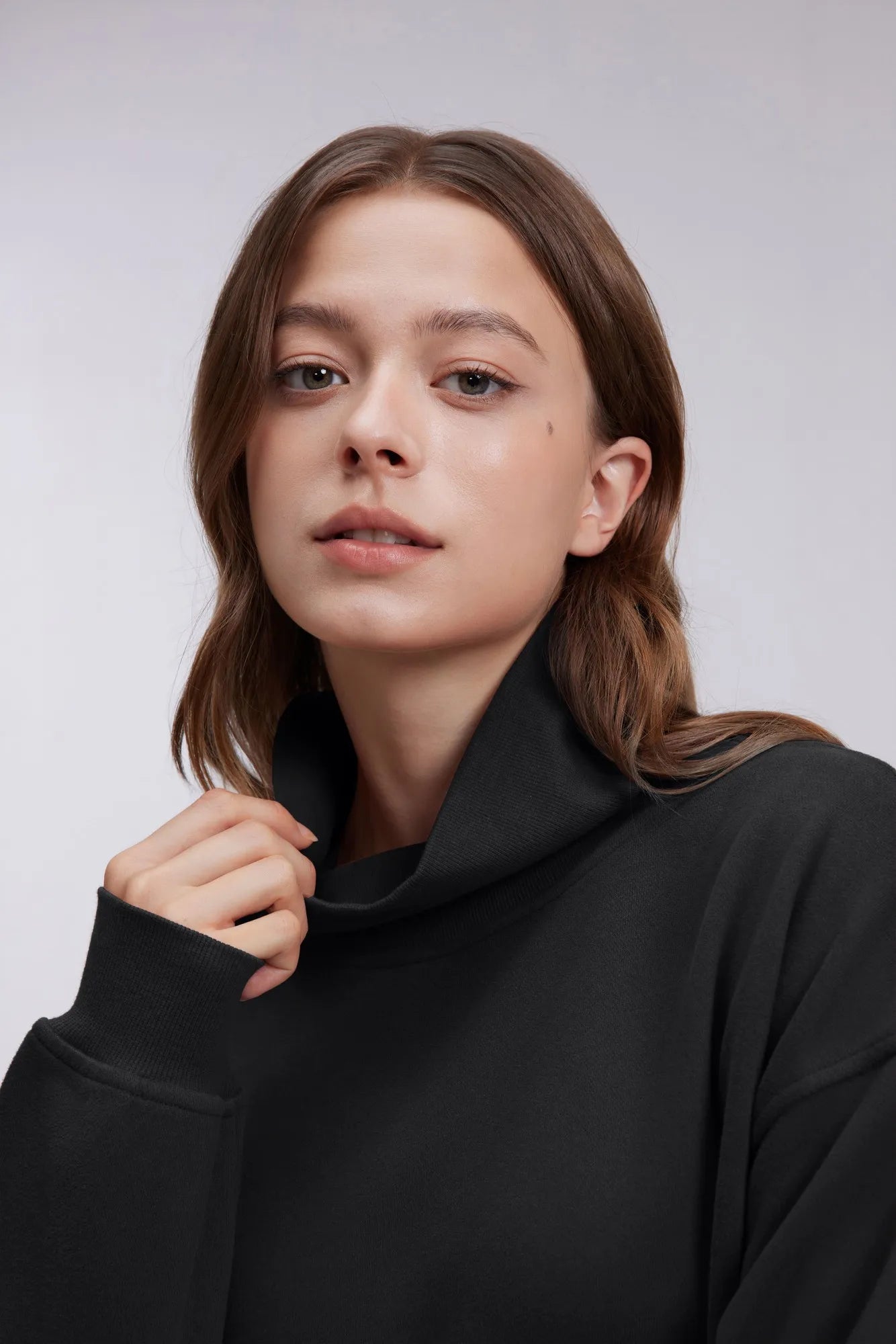 Mock Neck Sweatshirt Fleece-SUUKSESS-SUUKSESS