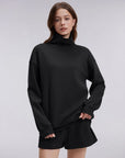 Mock Neck Sweatshirt Fleece-SUUKSESS-SUUKSESS