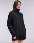 Mock Neck Sweatshirt Fleece-SUUKSESS-SUUKSESS