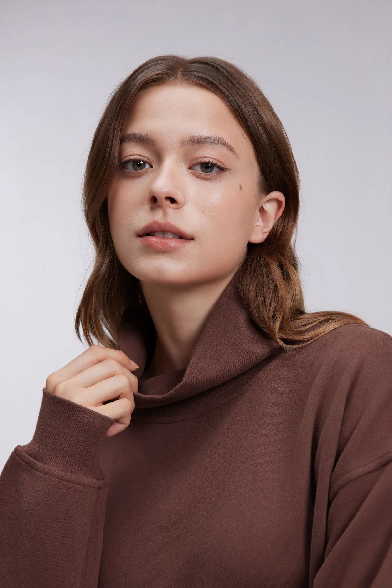Mock Neck Sweatshirt Fleece-SUUKSESS-SUUKSESS