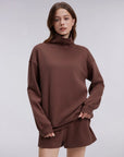 Mock Neck Sweatshirt Fleece-SUUKSESS-SUUKSESS