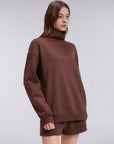 Mock Neck Sweatshirt Fleece-SUUKSESS-SUUKSESS
