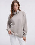 Mock Neck Sweatshirt Fleece-SUUKSESS-Coffeegrey-XS-SUUKSESS
