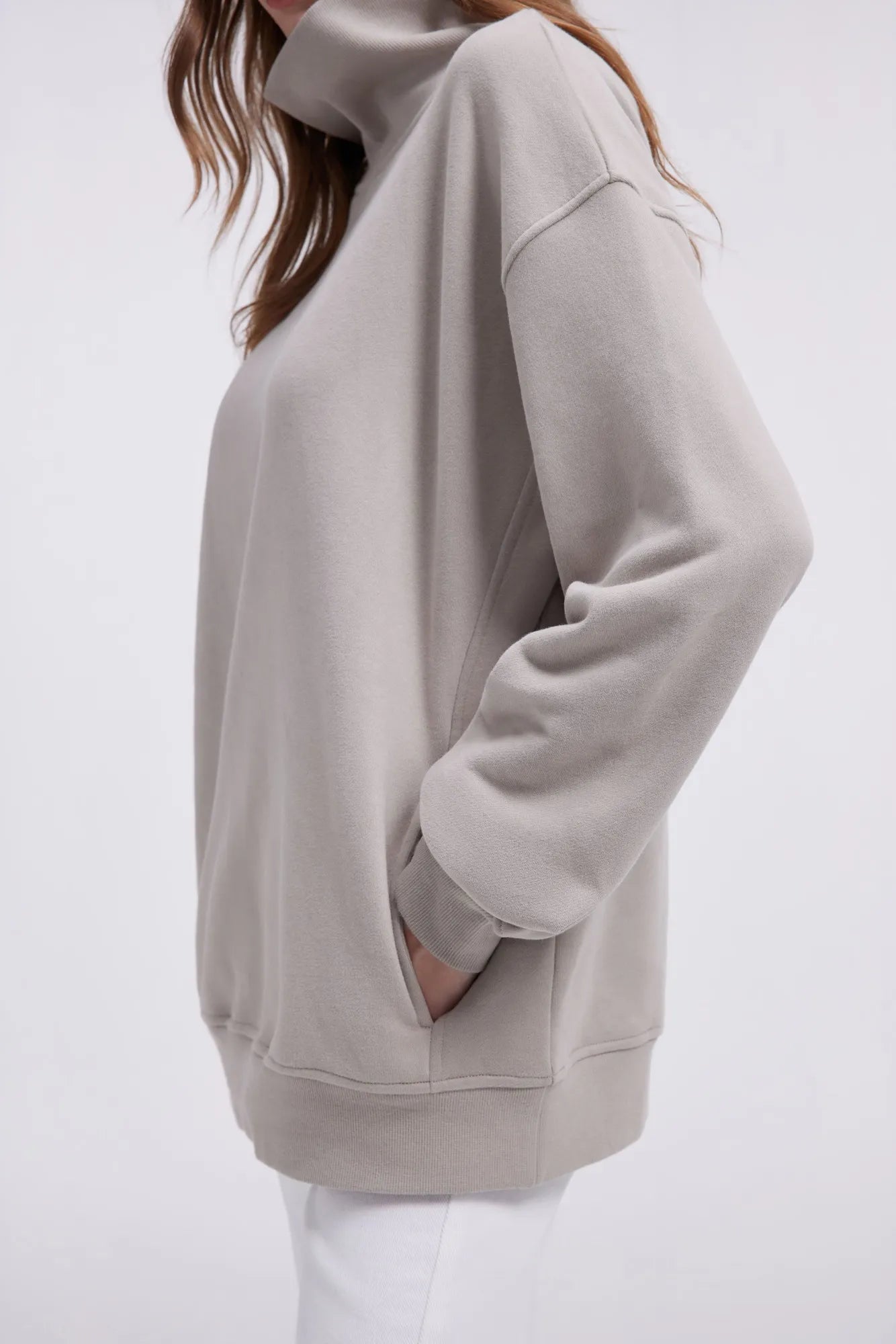 Mock Neck Sweatshirt Fleece-SUUKSESS-SUUKSESS