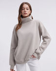 Mock Neck Sweatshirt Fleece-SUUKSESS-SUUKSESS