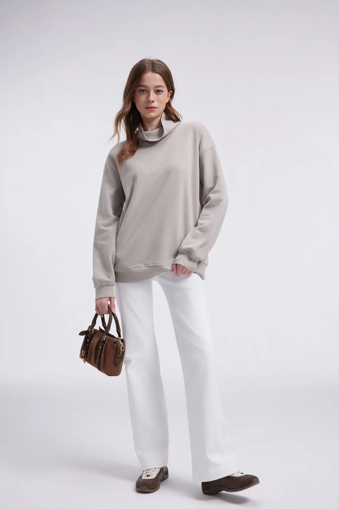 Mock Neck Sweatshirt Fleece-SUUKSESS-SUUKSESS