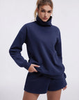 Mock Neck Sweatshirt Fleece-SUUKSESS-Navy Blue-XS-SUUKSESS