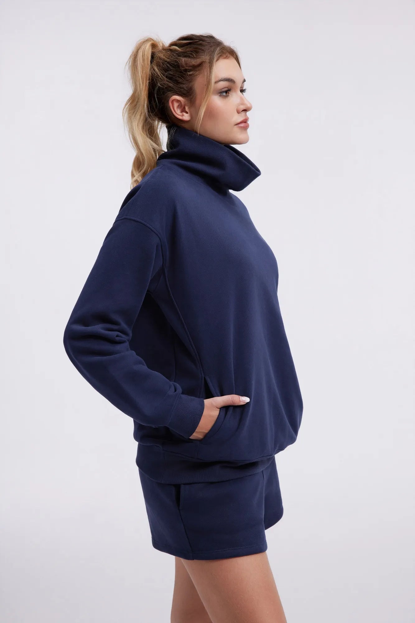Mock Neck Sweatshirt Fleece-SUUKSESS-SUUKSESS