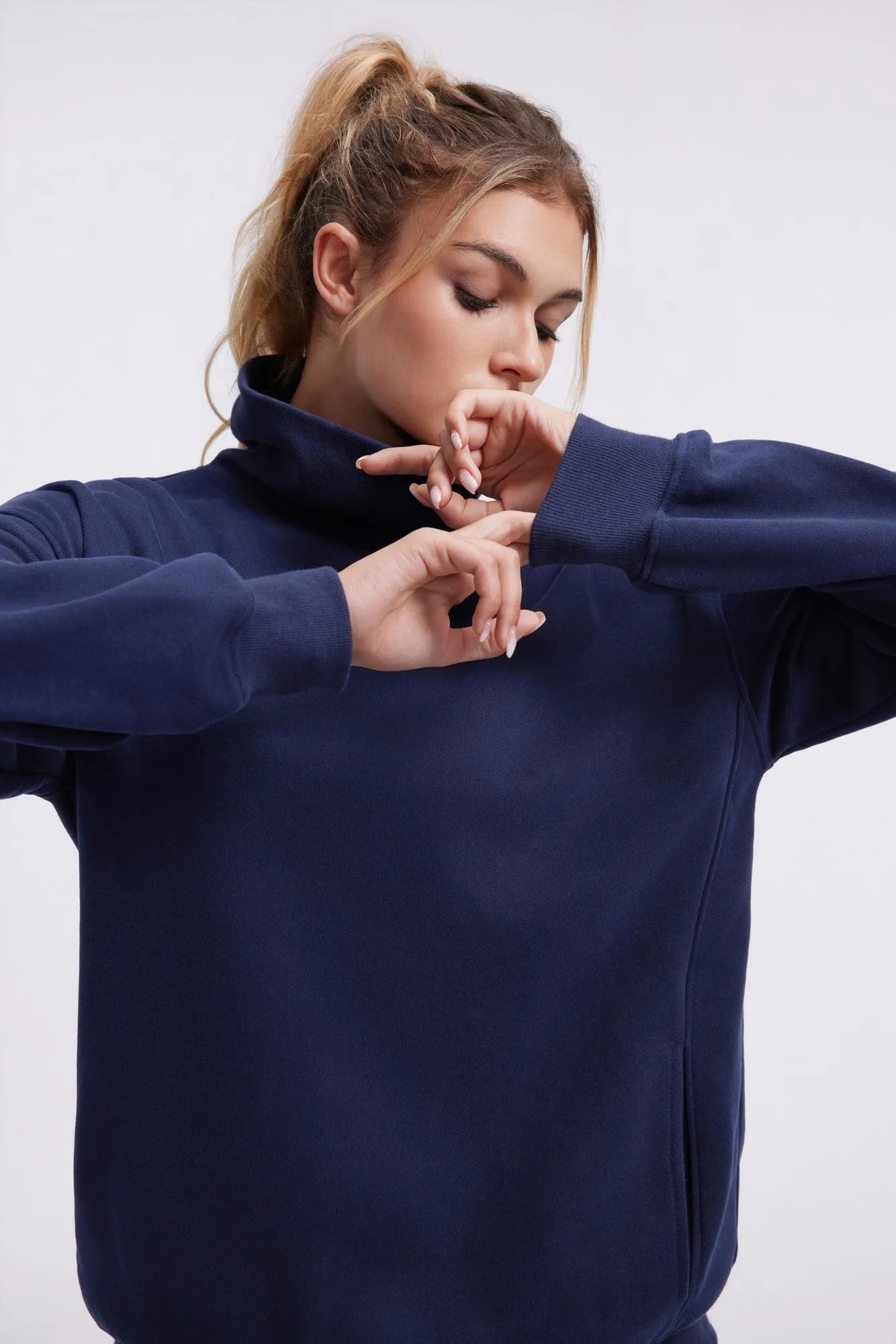 Mock Neck Sweatshirt Fleece-SUUKSESS-SUUKSESS