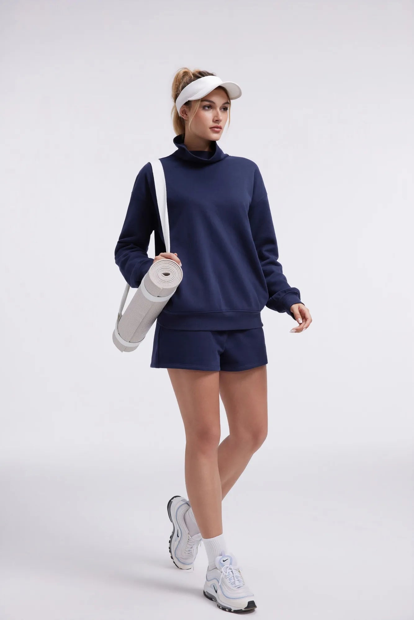 Mock Neck Sweatshirt Fleece-SUUKSESS-SUUKSESS