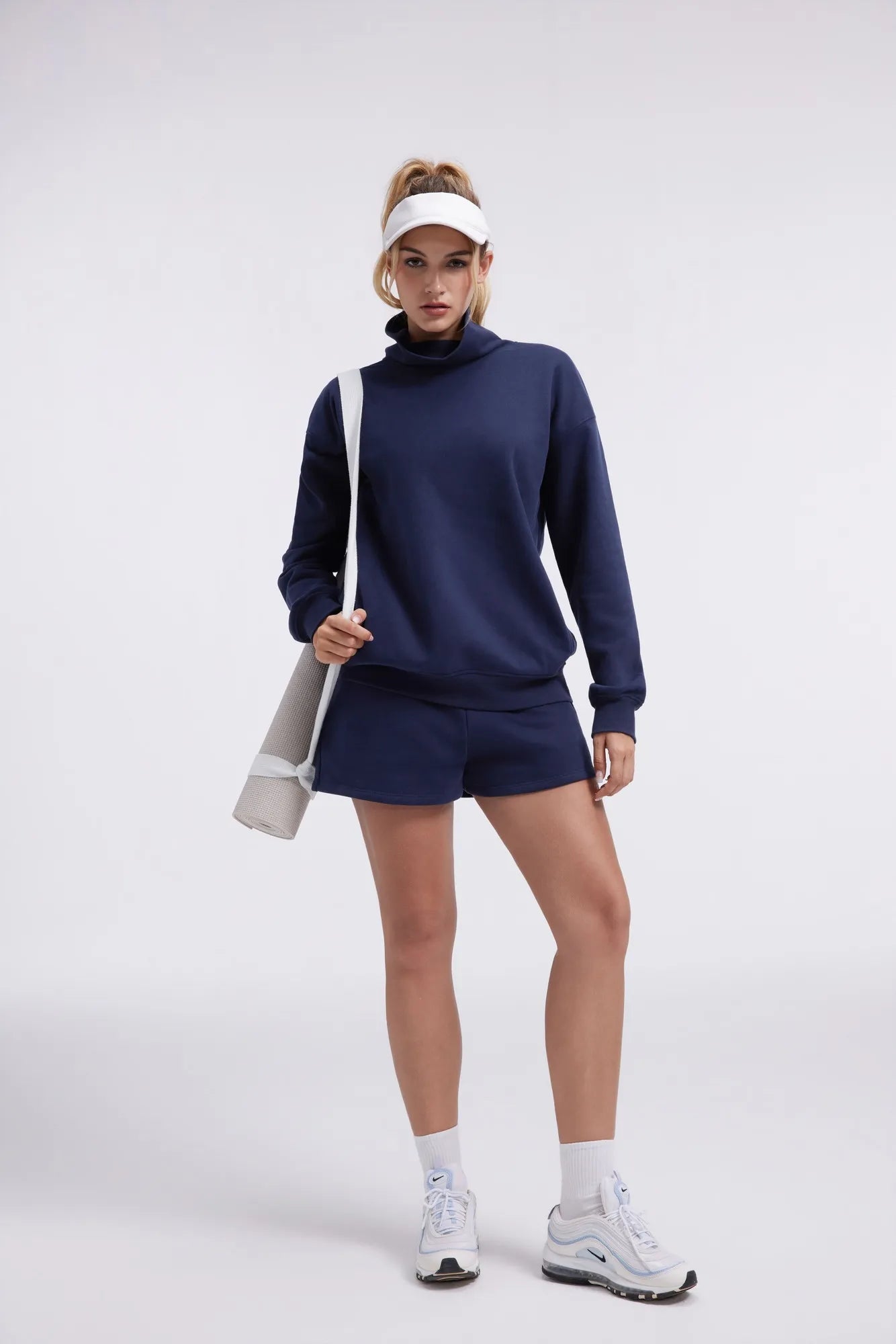 Mock Neck Sweatshirt Fleece-SUUKSESS-SUUKSESS