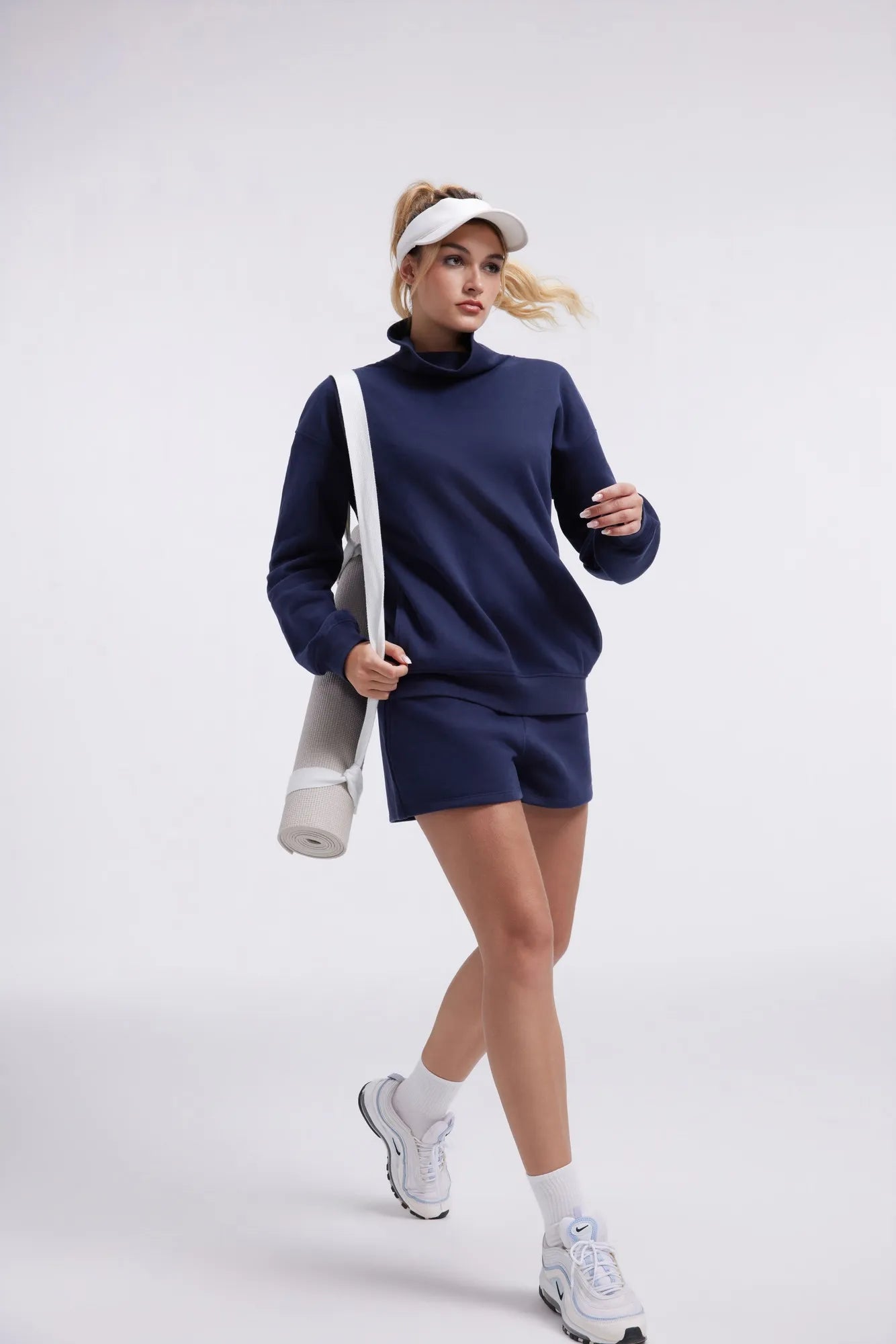 Mock Neck Sweatshirt Fleece-SUUKSESS-SUUKSESS