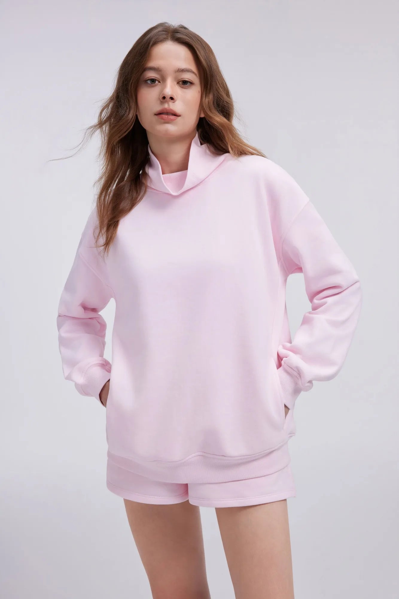 Mock Neck Sweatshirt Fleece-SUUKSESS-SUUKSESS