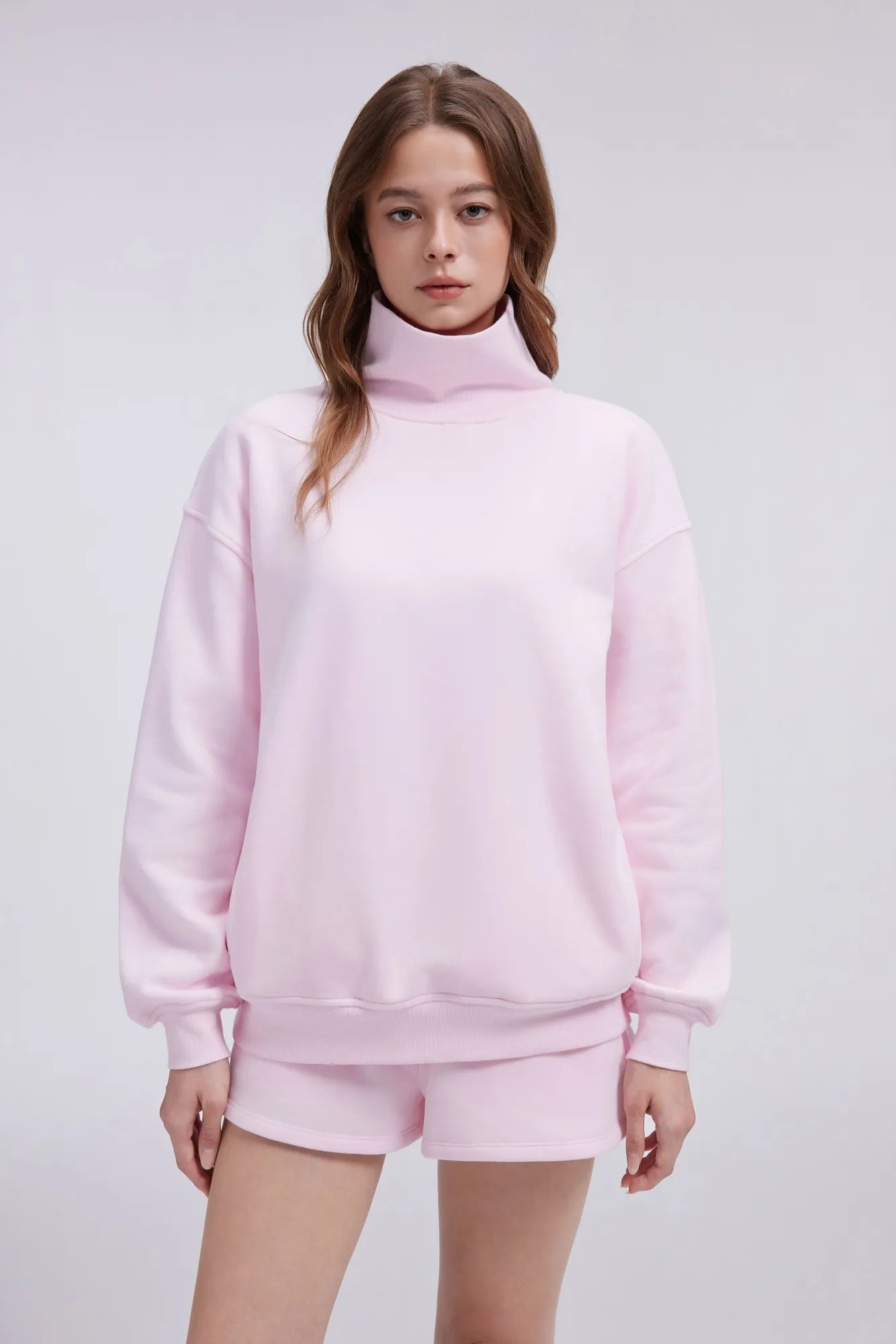 Mock Neck Sweatshirt Fleece-SUUKSESS-SUUKSESS