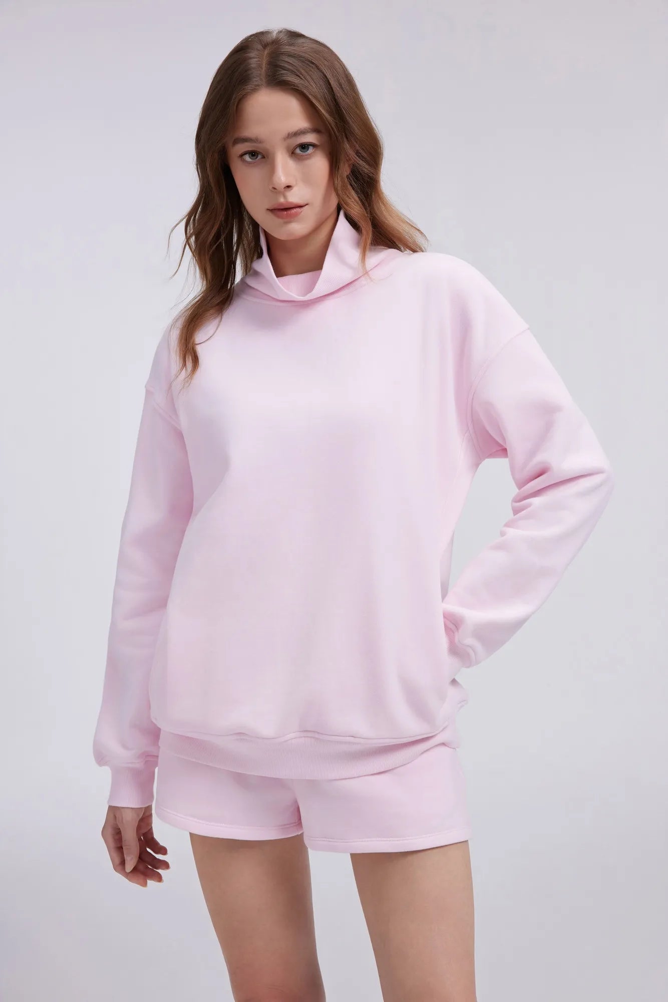 Mock Neck Sweatshirt Fleece-SUUKSESS-SUUKSESS