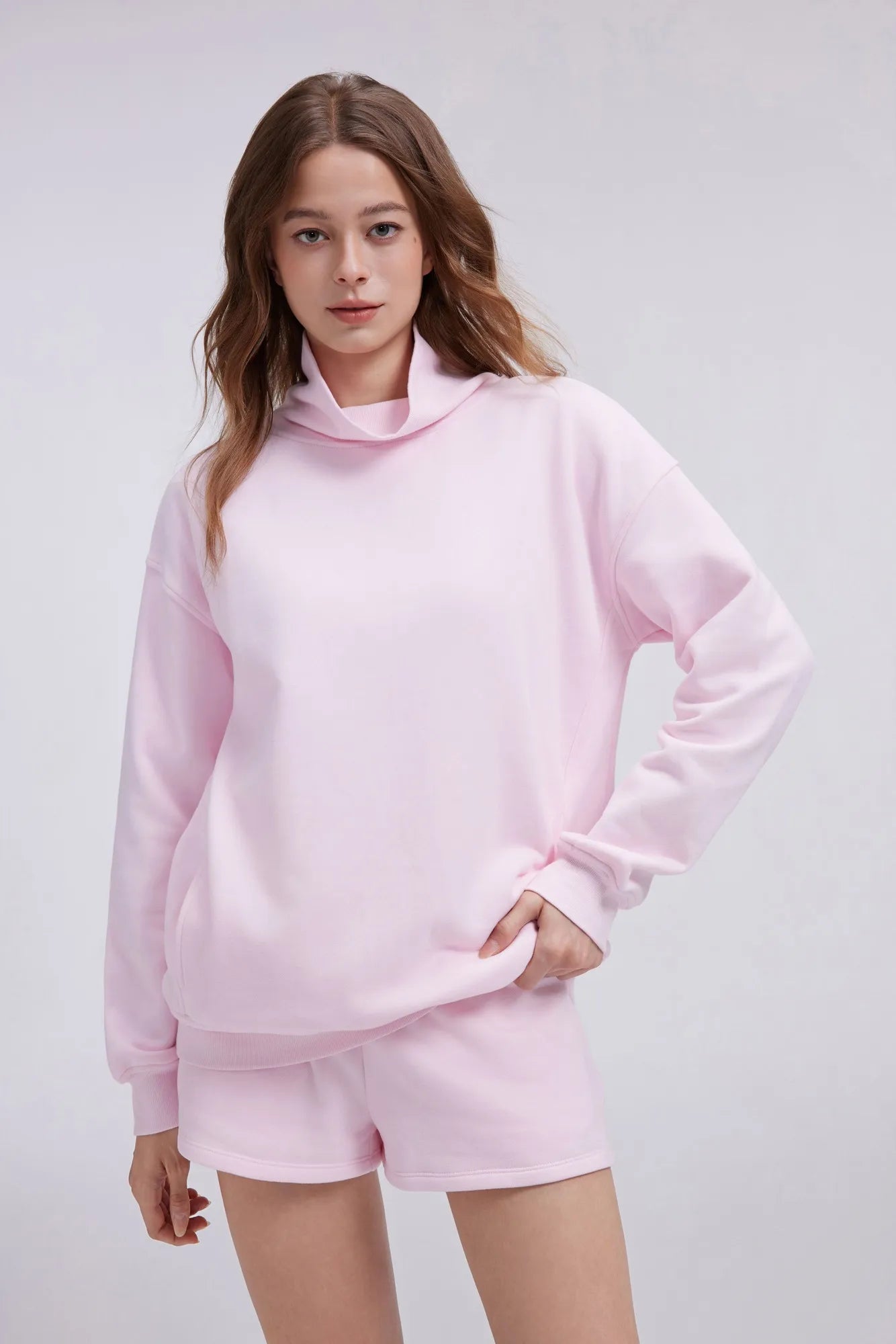 Mock Neck Sweatshirt Fleece-SUUKSESS-SUUKSESS