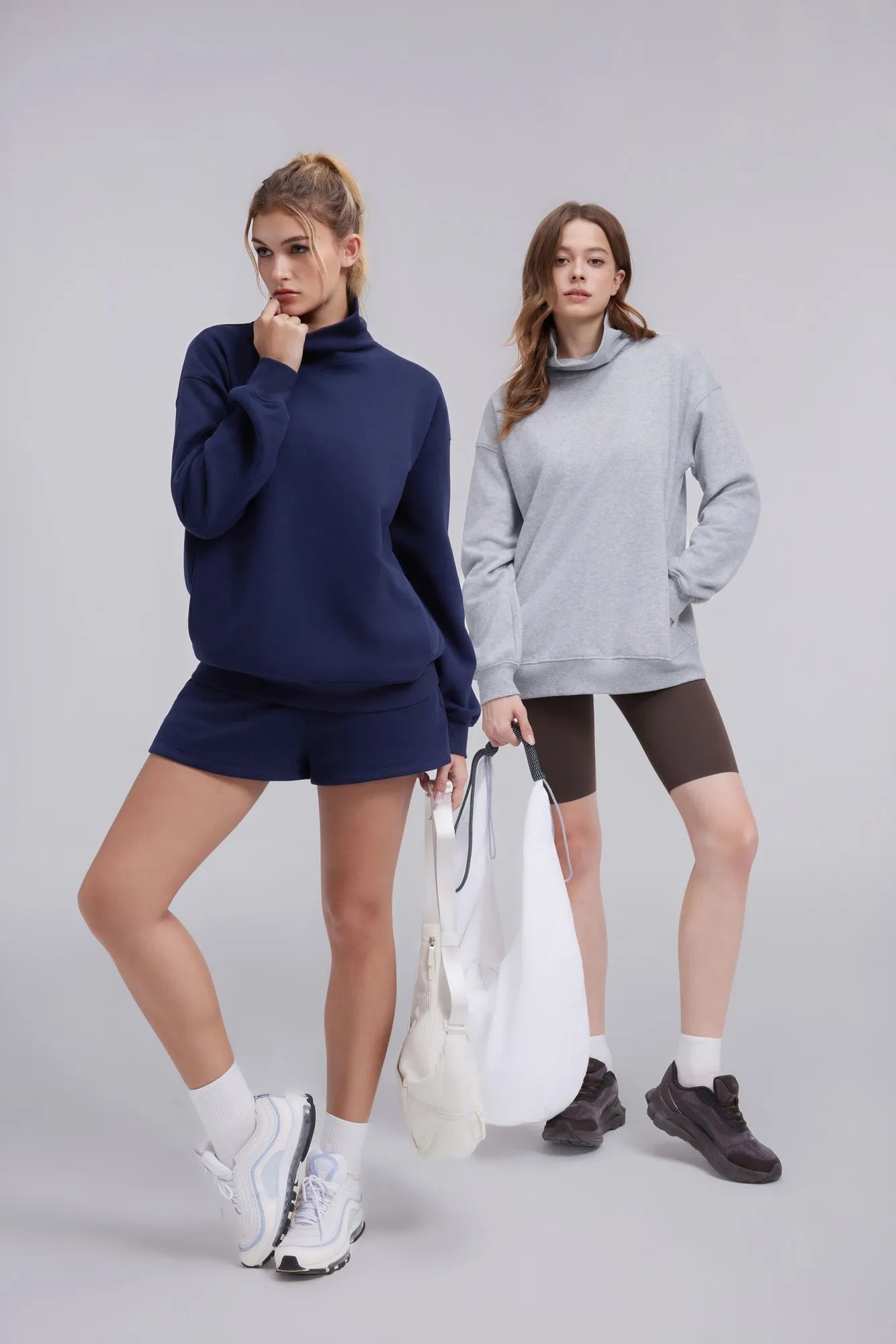 Mock Neck Sweatshirt Fleece-SUUKSESS-SUUKSESS