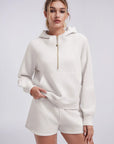 Gold Half Zip up Cotton Hoodies Sweatshirt-SUUKSESS-SUUKSESS
