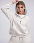 Gold Half Zip up Cotton Hoodies Sweatshirt-SUUKSESS-SUUKSESS