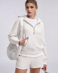 Gold Half Zip up Cotton Hoodies Sweatshirt-SUUKSESS-SUUKSESS