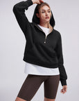 Gold Half Zip up Cotton Hoodies Sweatshirt-SUUKSESS-SUUKSESS
