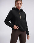 Gold Half Zip up Cotton Hoodies Sweatshirt-SUUKSESS-SUUKSESS